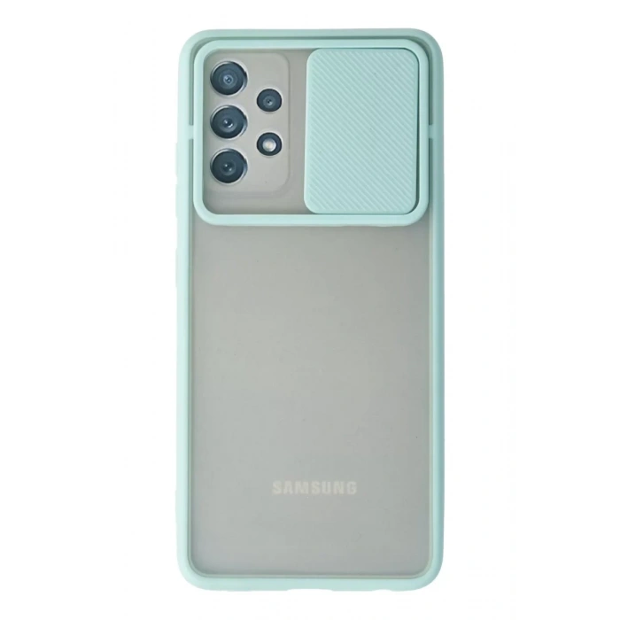 Samsung Galaxy A32 Kılıf Palm Buzlu Kamera Sürgülü Silikon - Turkuaz