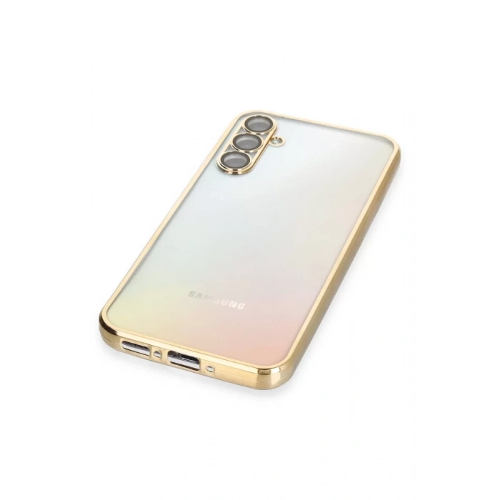 Samsung Galaxy A34 5G Kılıf Lensli Silikon - Gold