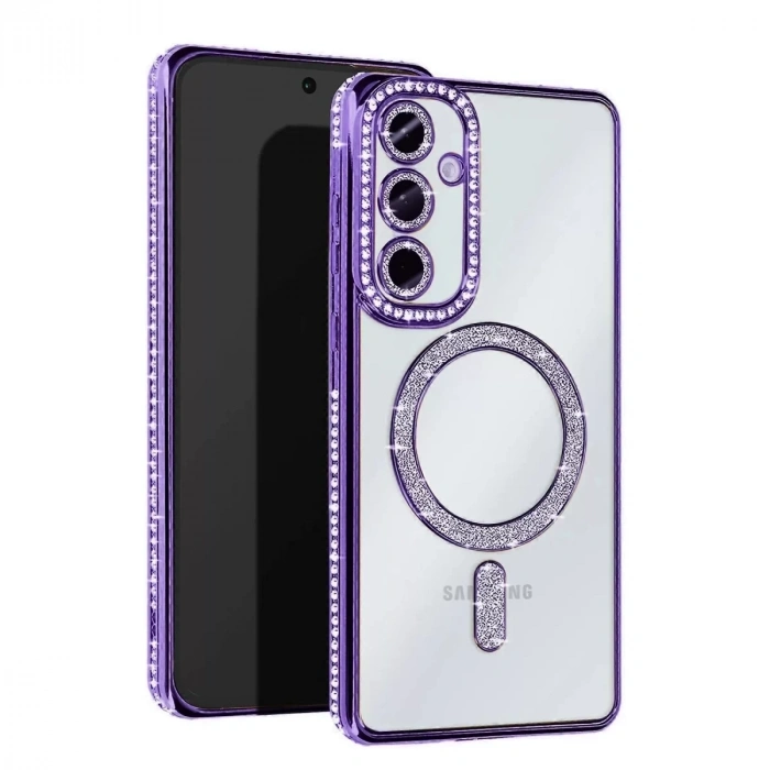 Samsung Galaxy A35 5G Joke Simli Magneticsafe Kılıf - Derin Mor