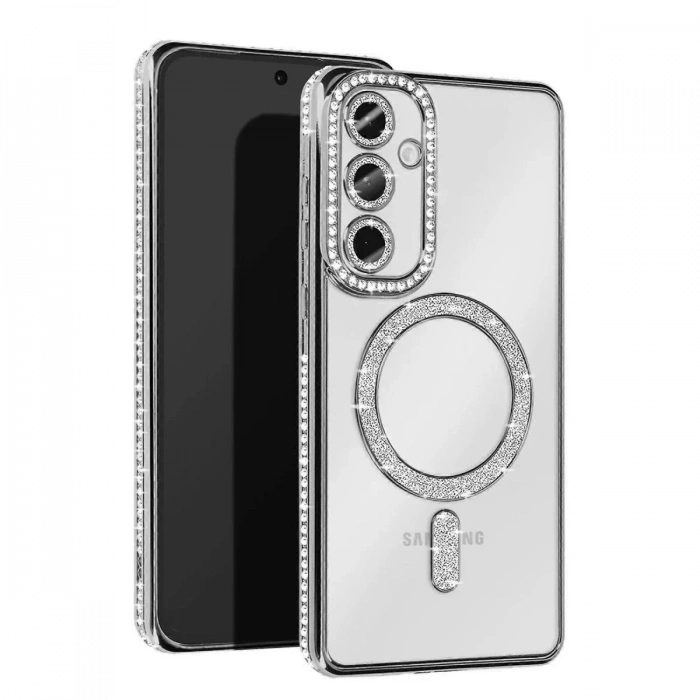 Samsung Galaxy A35 5G Joke Simli Magneticsafe Kılıf - Gümüş
