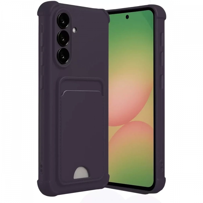Samsung Galaxy A36 Kılıf Kelvin Kartvizitli Silikon - Derin Mor