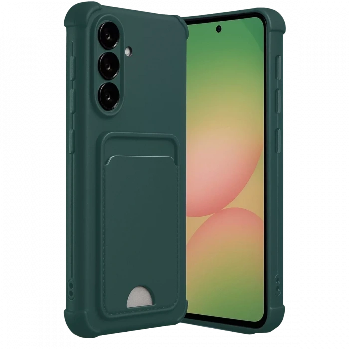 Samsung Galaxy A36 Kılıf Kelvin Kartvizitli Silikon - Koyu Yeşil