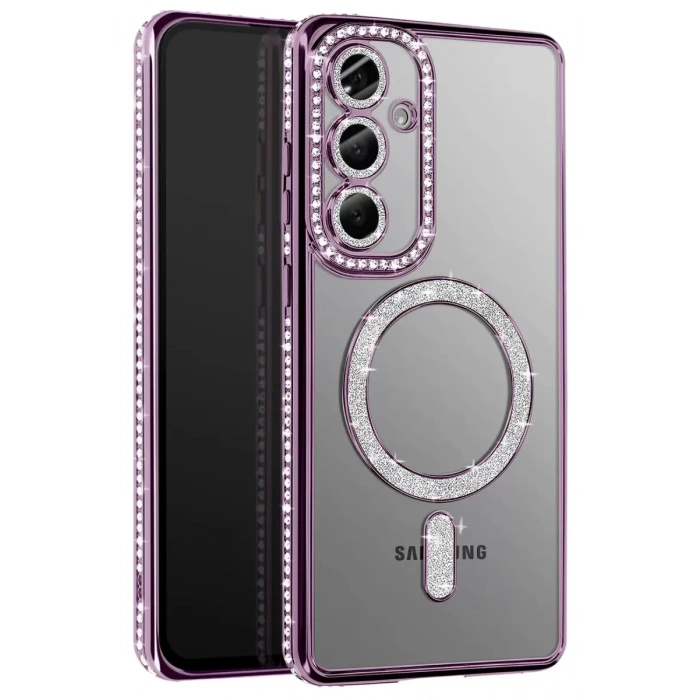Samsung Galaxy A37 5G Joke Simli Magneticsafe Kılıf - Derin Mor