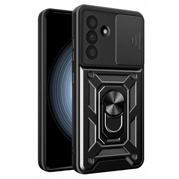 Samsung Galaxy A37 5G Pars Lens Yüzüklü Silikon - Siyah