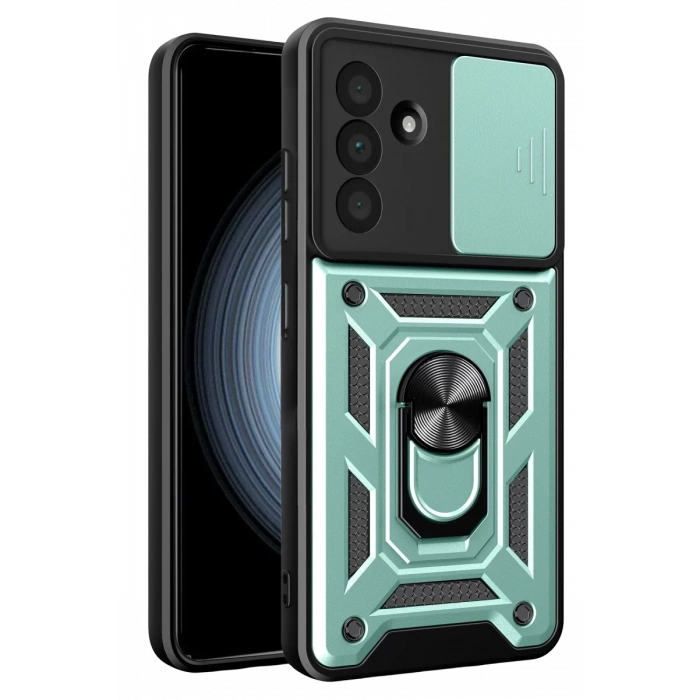 Samsung Galaxy A37 5G Pars Lens Yüzüklü Silikon - Yeşil