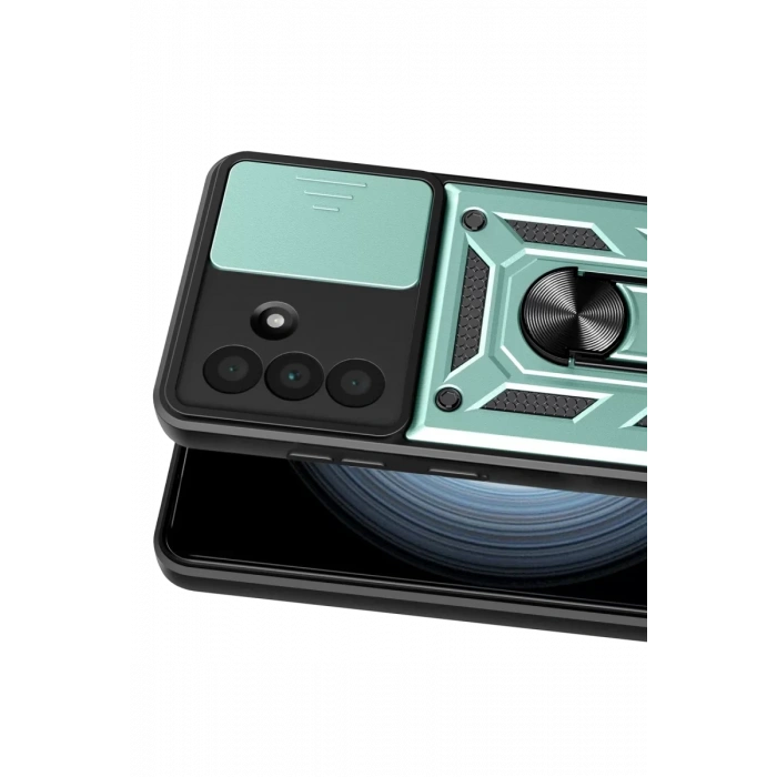 Samsung Galaxy A37 5G Pars Lens Yüzüklü Silikon - Yeşil