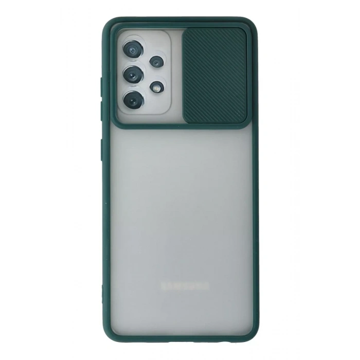 Samsung Galaxy A52 Kılıf Palm Buzlu Kamera Sürgülü Silikon - Yeşil