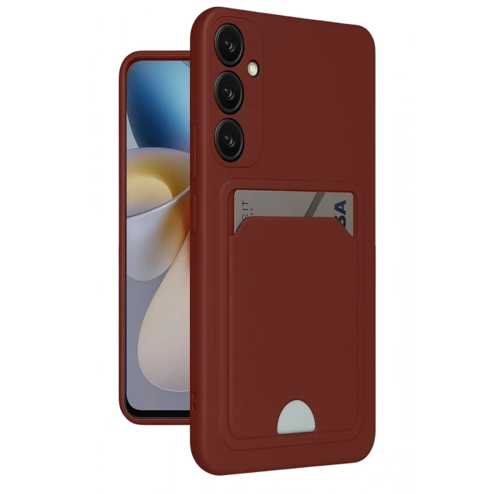 Samsung Galaxy A55 5G Kılıf Kelvin Kartvizitli Silikon - Bordo