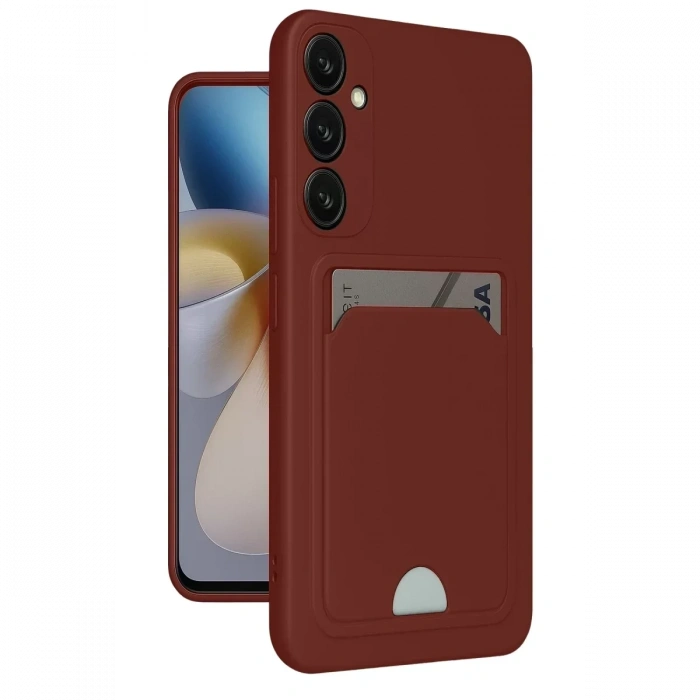Samsung Galaxy A55 5G Kılıf Kelvin Kartvizitli Silikon - Bordo