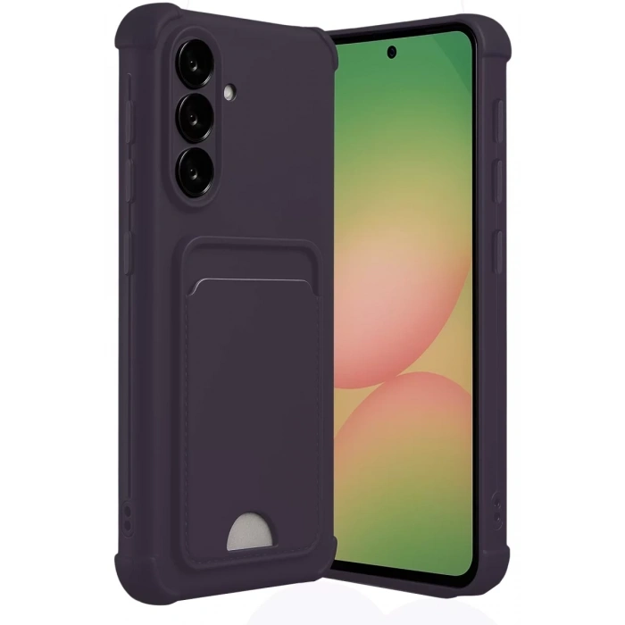 Samsung Galaxy A55 5G Kılıf Kelvin Kartvizitli Silikon - Derin Mor