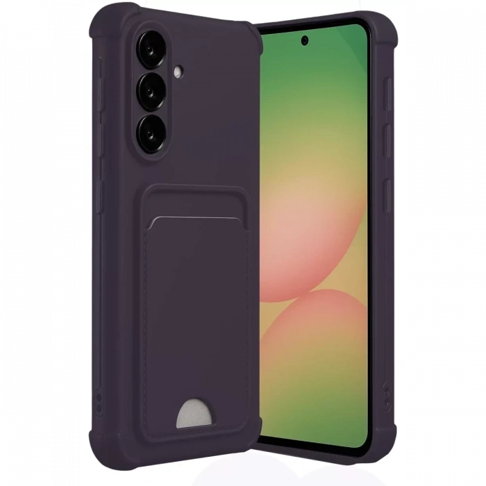 Samsung Galaxy A55 5G Kılıf Kelvin Kartvizitli Silikon - Derin Mor
