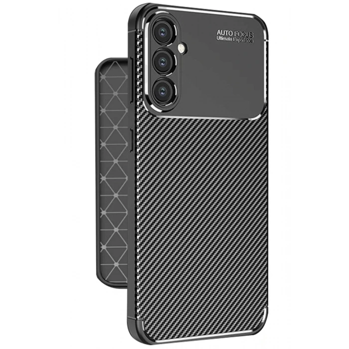 Samsung Galaxy A56 Kılıf Auto Focus Karbon Kapak - Siyah