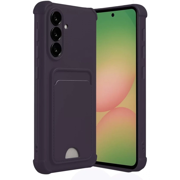 Samsung Galaxy A56 Kılıf Kelvin Kartvizitli Silikon - Derin Mor
