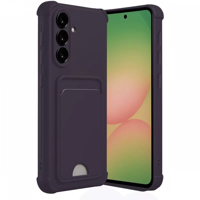 Samsung Galaxy A56 Kılıf Kelvin Kartvizitli Silikon - Derin Mor