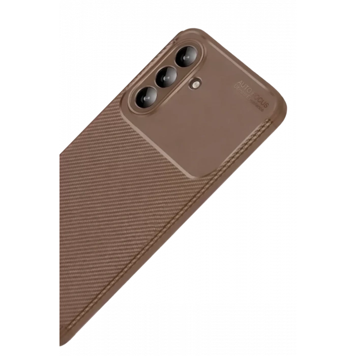 Samsung Galaxy A57 5G Auto Focus Karbon Kapak - Kahverengi