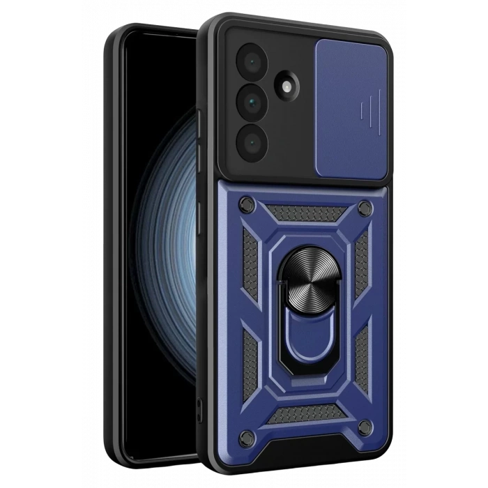 Samsung Galaxy A57 5G Pars Lens Yüzüklü Silikon - Lacivert