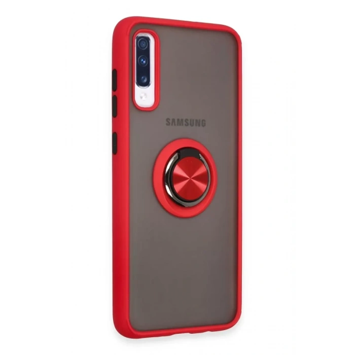 Samsung Galaxy A70 Kılıf Montreal Yüzüklü Silikon Kapak - Kırmızı