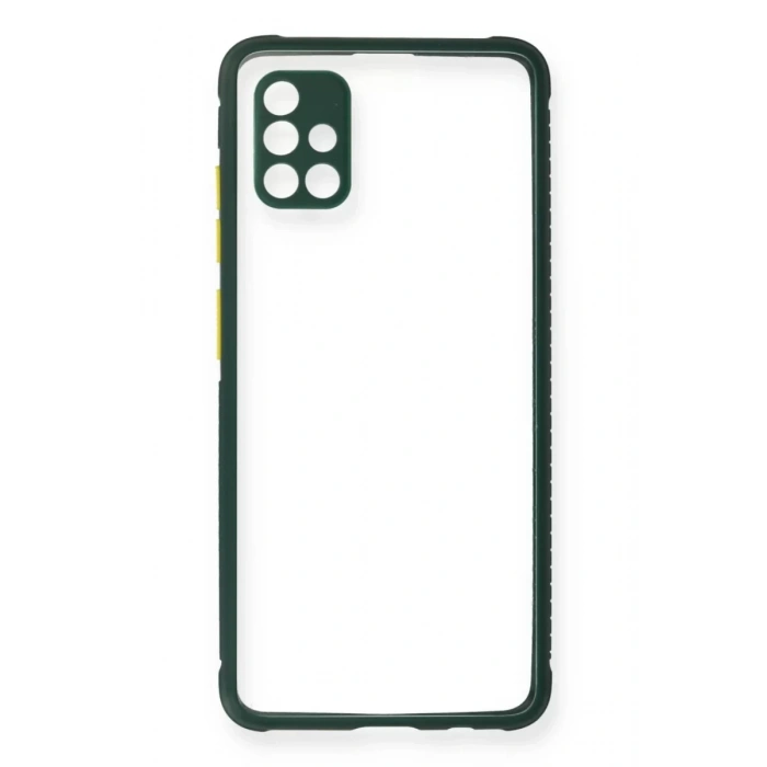 Samsung Galaxy A71 Kılıf Miami Şeffaf Silikon - Koyu Yeşil