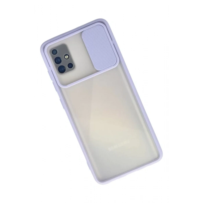 Samsung Galaxy A71 Kılıf Palm Buzlu Kamera Sürgülü Silikon - Lila
