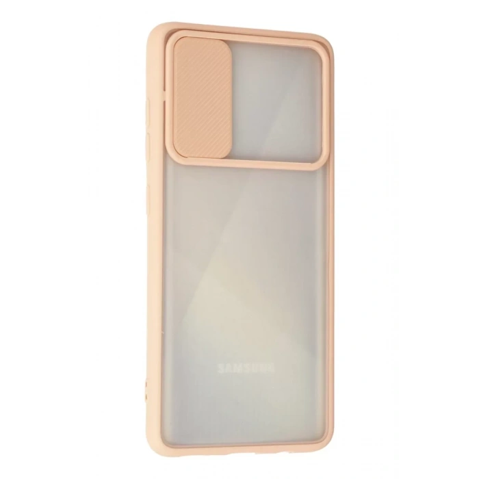 Samsung Galaxy A71 Kılıf Palm Buzlu Kamera Sürgülü Silikon - Pembe