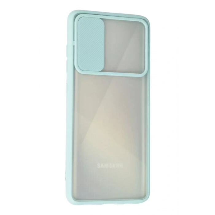 Samsung Galaxy A71 Kılıf Palm Buzlu Kamera Sürgülü Silikon - Turkuaz