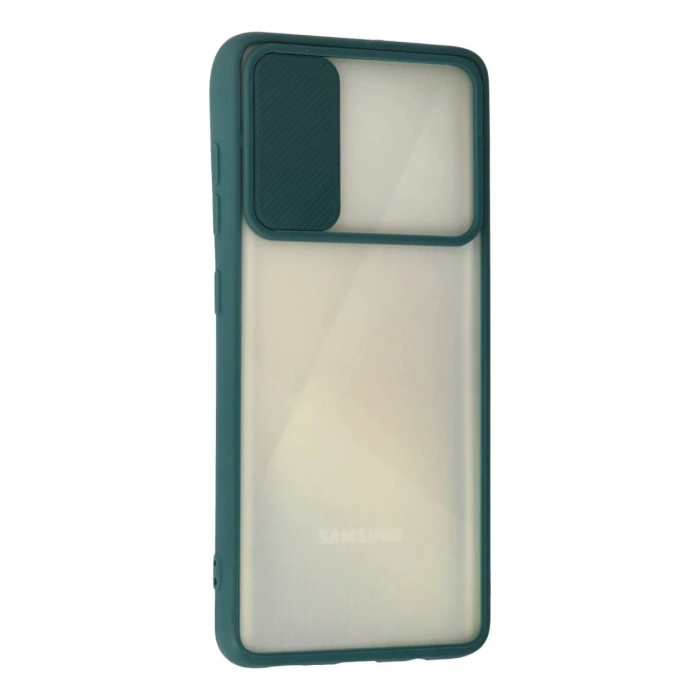 Samsung Galaxy A71 Kılıf Palm Buzlu Kamera Sürgülü Silikon - Yeşil