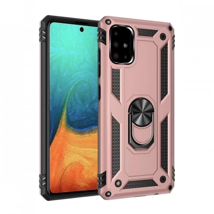 Samsung Galaxy A71 Kılıf Sofya Yüzüklü Silikon Kapak - Rose