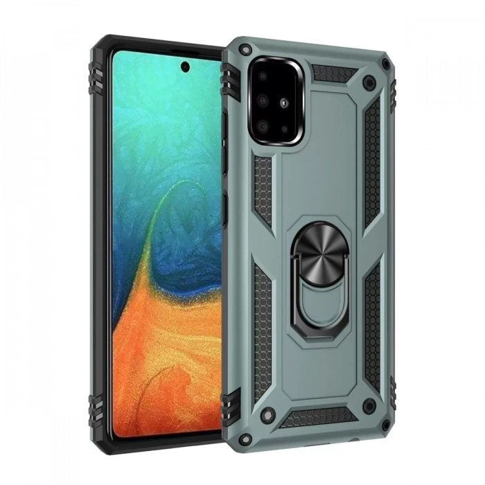Samsung Galaxy A71 Kılıf Sofya Yüzüklü Silikon Kapak - Yeşil