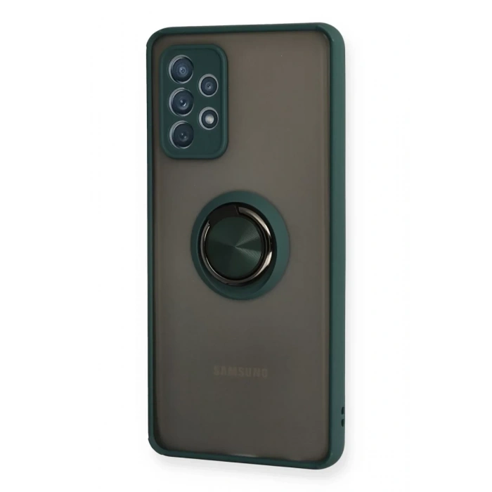 Samsung Galaxy A72 Kılıf Montreal Yüzüklü Silikon Kapak - Yeşil