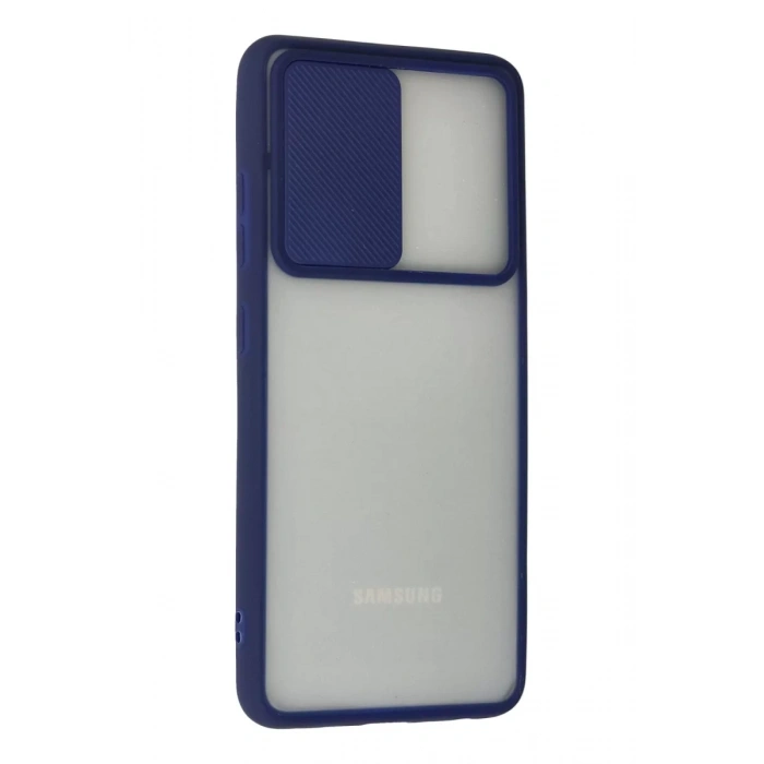 Samsung Galaxy A72 Kılıf Palm Buzlu Kamera Sürgülü Silikon - Lacivert