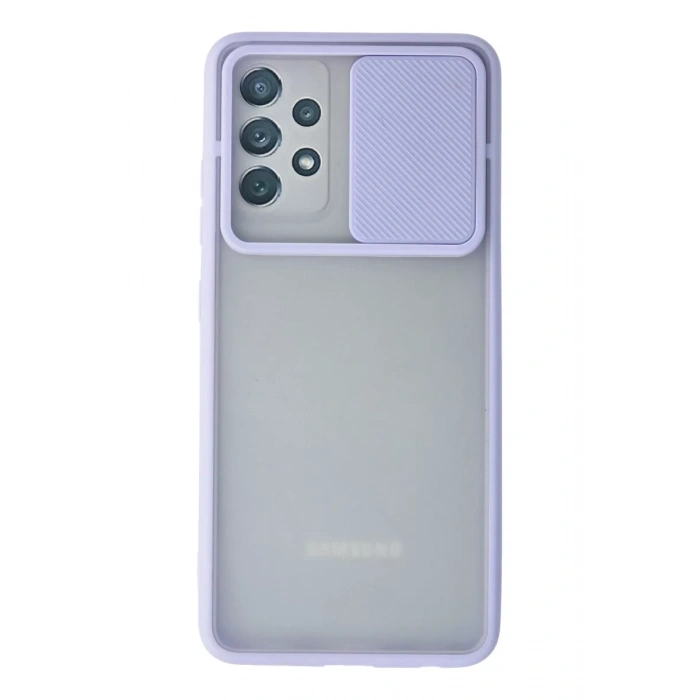 Samsung Galaxy A72 Kılıf Palm Buzlu Kamera Sürgülü Silikon - Lila