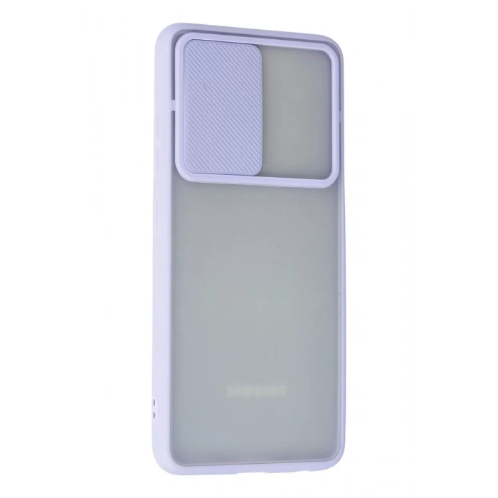 Samsung Galaxy A72 Kılıf Palm Buzlu Kamera Sürgülü Silikon - Lila