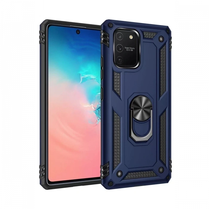 Samsung Galaxy A91 / S10 Lite Kılıf Sofya Yüzüklü Silikon Kapak - Lacivert