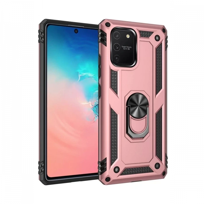 Samsung Galaxy A91 / S10 Lite Kılıf Sofya Yüzüklü Silikon Kapak - Rose