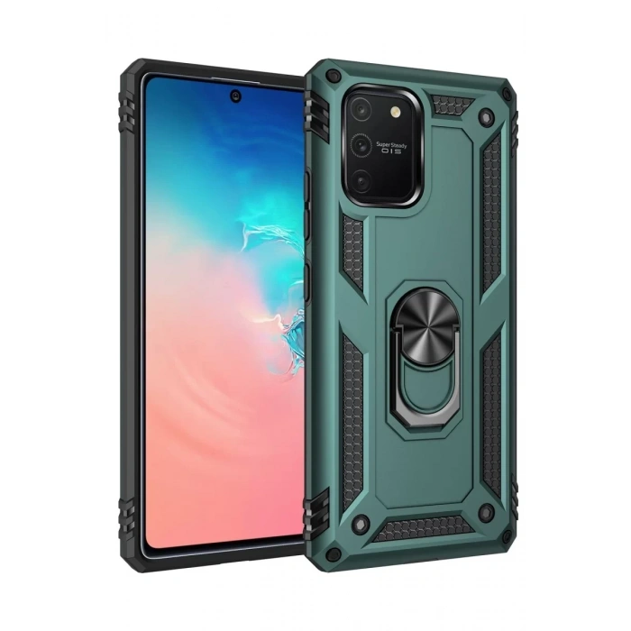 Samsung Galaxy A91 / S10 Lite Kılıf Sofya Yüzüklü Silikon Kapak - Yeşil