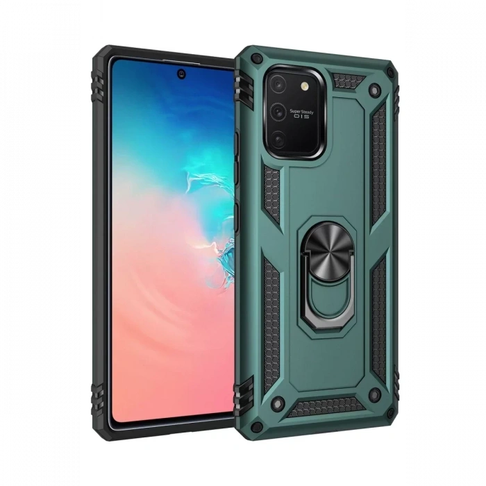 Samsung Galaxy A91 / S10 Lite Kılıf Sofya Yüzüklü Silikon Kapak - Yeşil