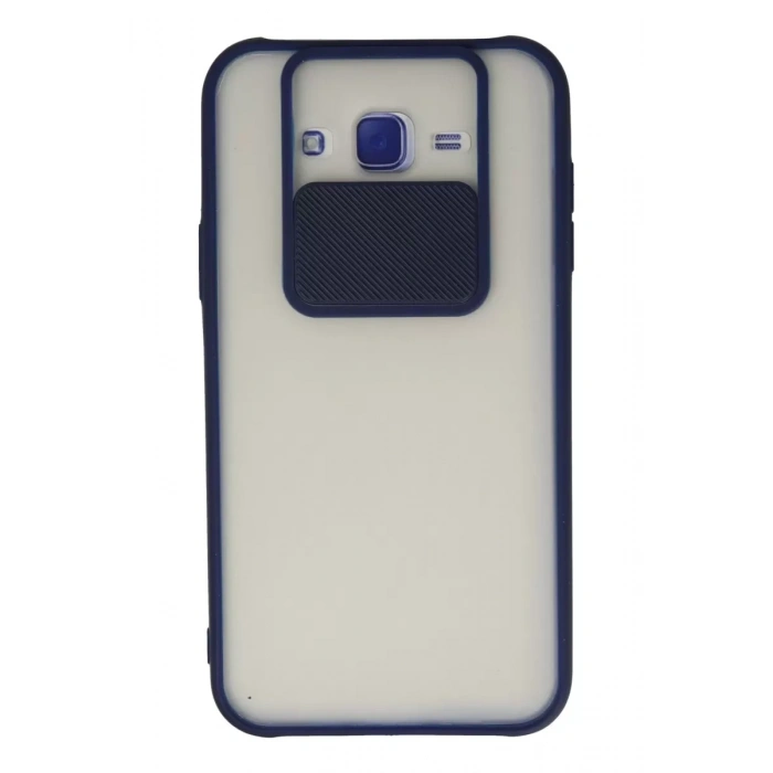 Samsung Galaxy J7 Kılıf Palm Buzlu Kamera Sürgülü Silikon - Lacivert