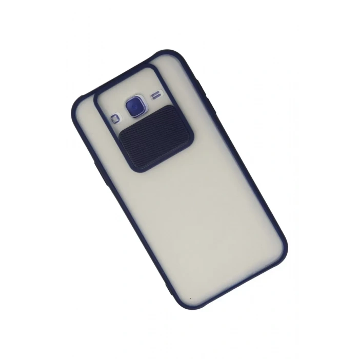 Samsung Galaxy J7 Kılıf Palm Buzlu Kamera Sürgülü Silikon - Lacivert