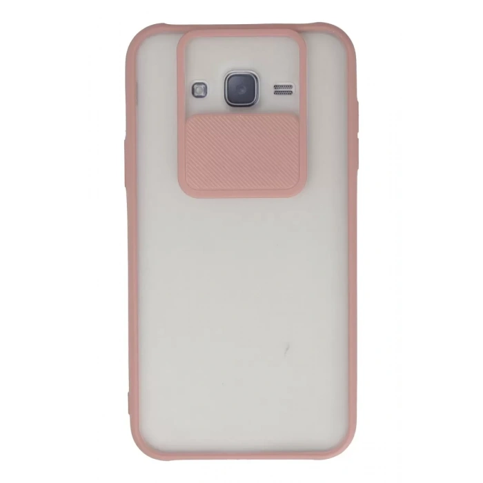 Samsung Galaxy J7 Kılıf Palm Buzlu Kamera Sürgülü Silikon - Pembe