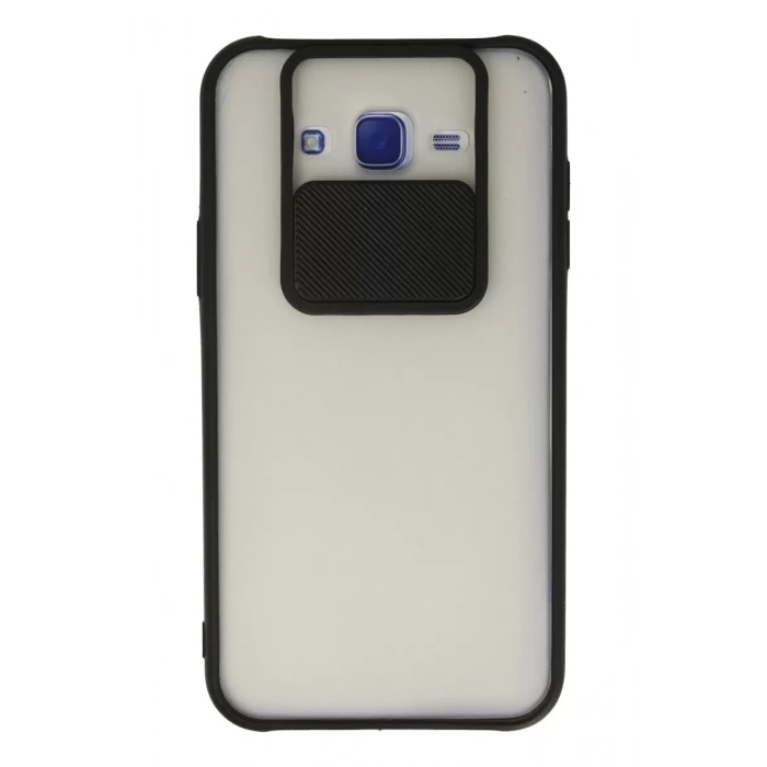 Samsung Galaxy J7 Kılıf Palm Buzlu Kamera Sürgülü Silikon - Siyah