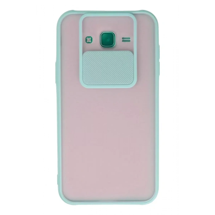 Samsung Galaxy J7 Kılıf Palm Buzlu Kamera Sürgülü Silikon - Turkuaz