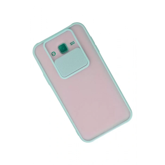 Samsung Galaxy J7 Kılıf Palm Buzlu Kamera Sürgülü Silikon - Turkuaz