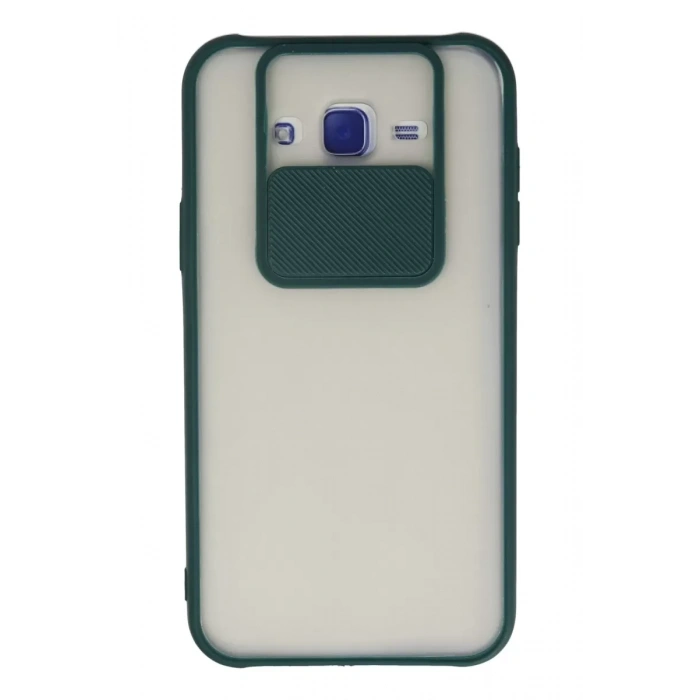 Samsung Galaxy J7 Kılıf Palm Buzlu Kamera Sürgülü Silikon - Yeşil