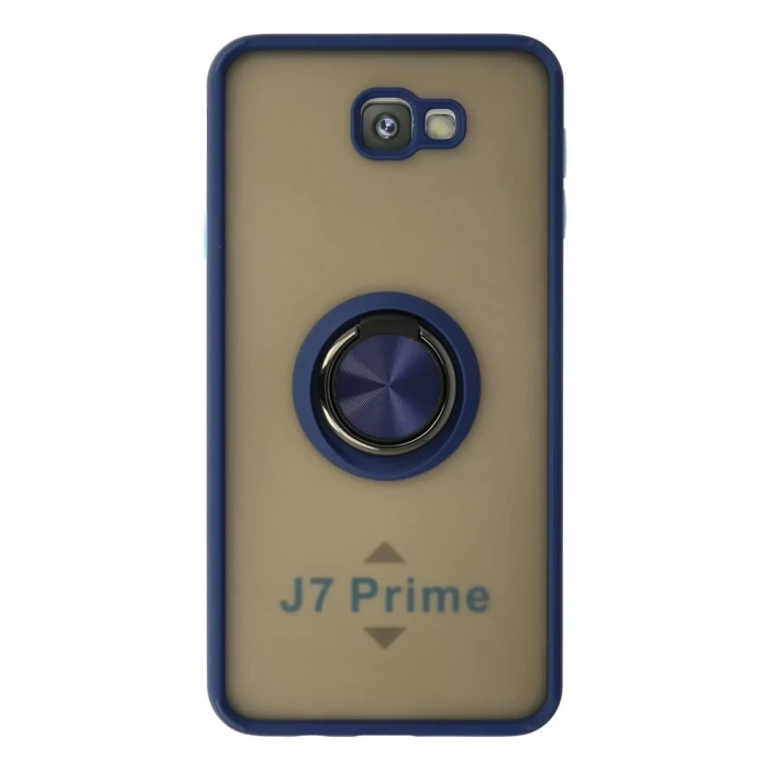 Samsung Galaxy J7 Prime Kılıf Montreal Yüzüklü Silikon Kapak - Lacivert