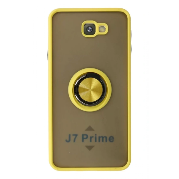 Samsung Galaxy J7 Prime Kılıf Montreal Yüzüklü Silikon Kapak - Sarı