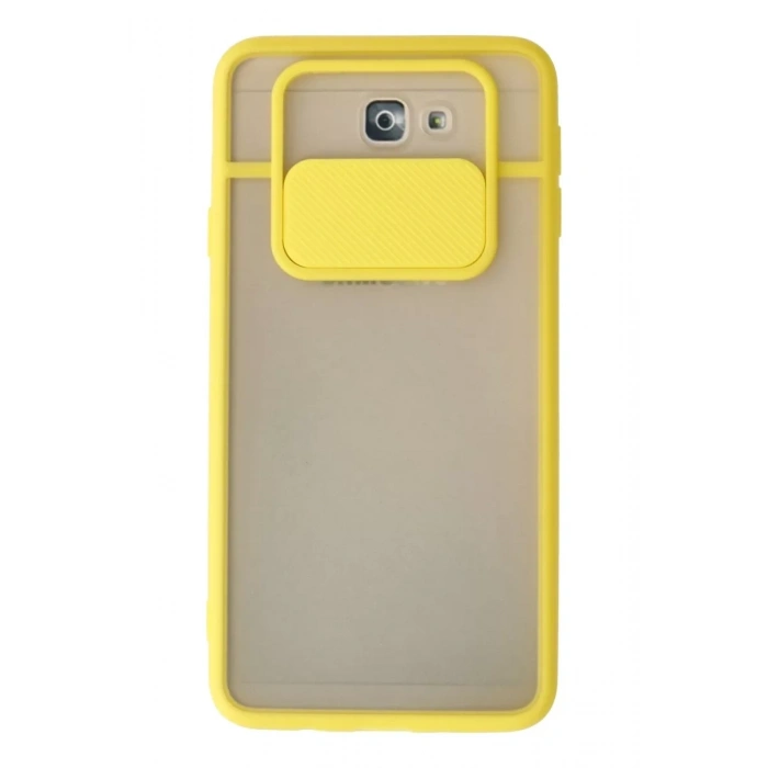 Samsung Galaxy J7 Prime Kılıf Palm Buzlu Kamera Sürgülü Silikon - Sarı