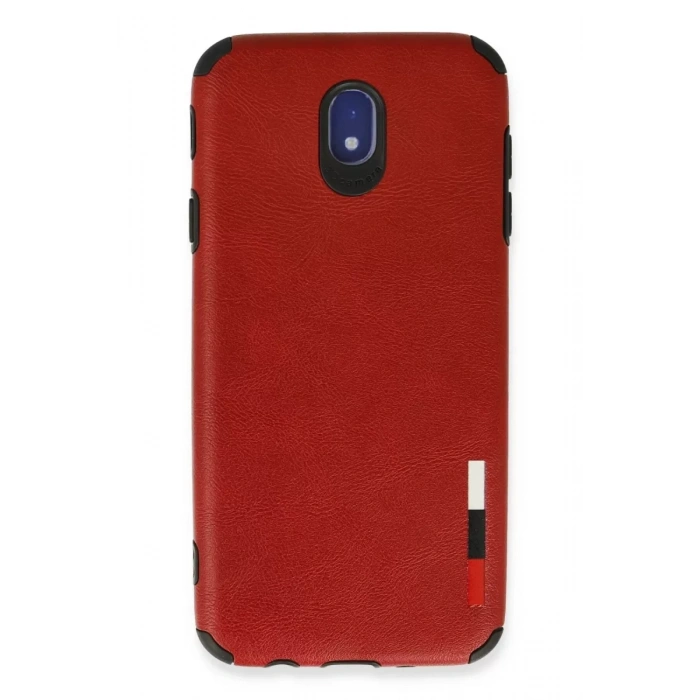 Samsung Galaxy J7 Pro / J730 Kılıf Loop Deri Silikon - Kırmızı