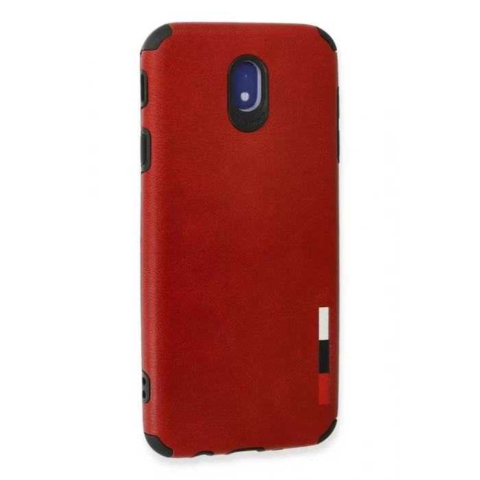 Samsung Galaxy J7 Pro / J730 Kılıf Loop Deri Silikon - Kırmızı