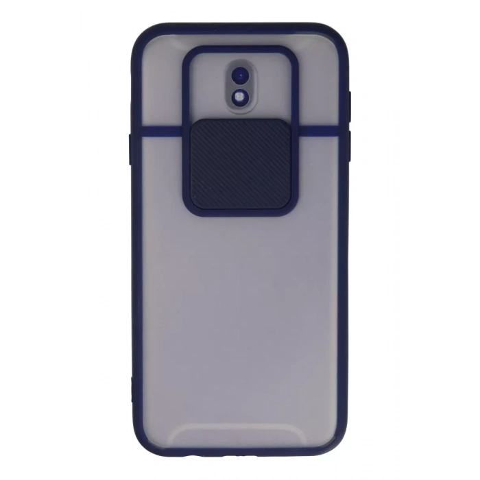 Samsung Galaxy J7 Pro / J730 Kılıf Palm Buzlu Kamera Sürgülü Silikon - Lacivert