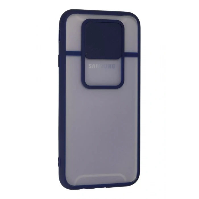 Samsung Galaxy J7 Pro / J730 Kılıf Palm Buzlu Kamera Sürgülü Silikon - Lacivert